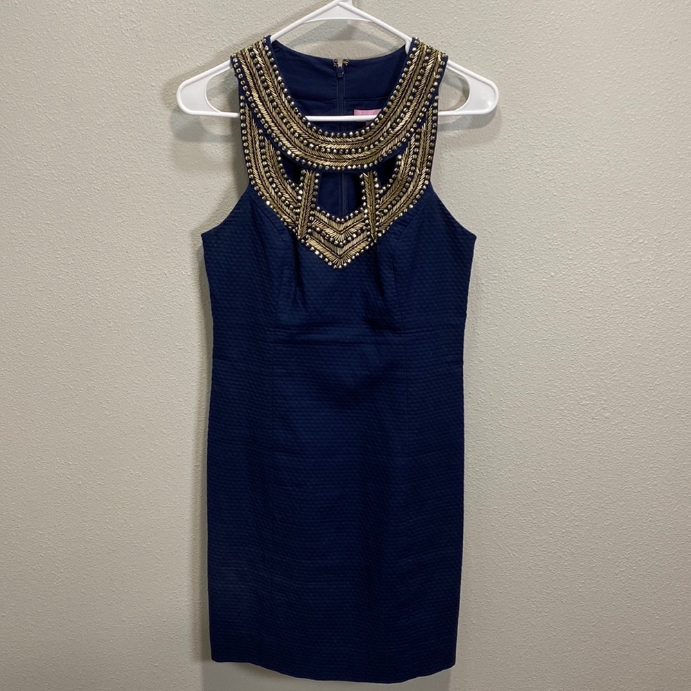 Lily Pulitzer Carlton shift dress beaded neckline - Picture 3 of 11